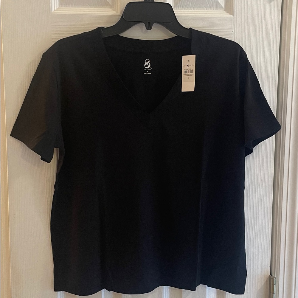 LOFT Lou & Grey Black Short Sleeve V-Neck Top